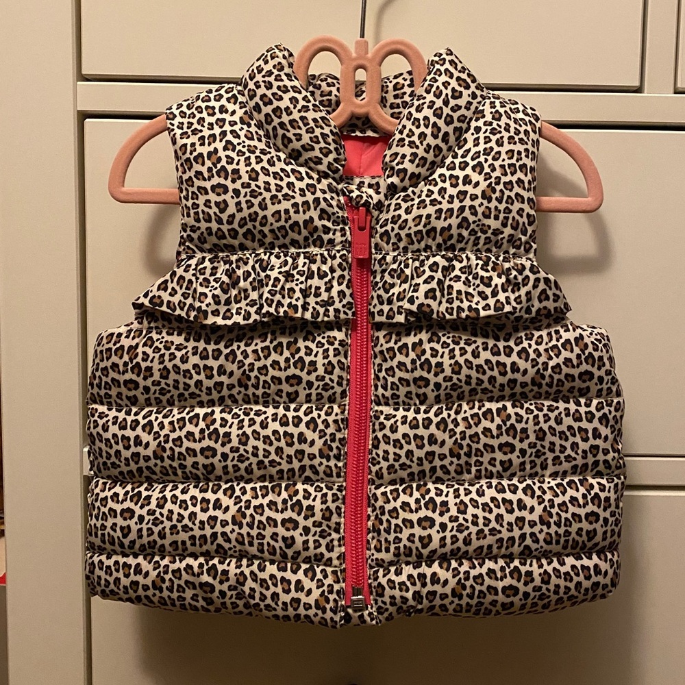 Cheetah print puffer vest